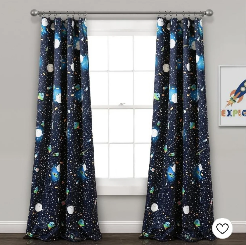 Universe Room Darkening Window Curtain Panels Navy - Lush Décor💙💙
